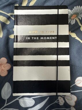 How to Live In The Moment Black & White Striped Journal Kate spade